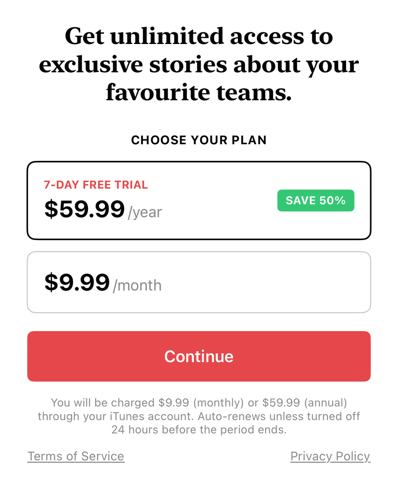 Trial + Annual Paywall