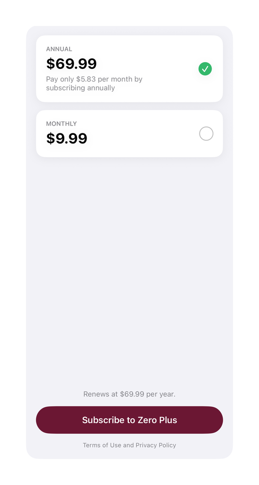 Billing Option Cards